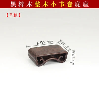 Redwood Crafts Decoration Base, Solid Wood Rare Stone, Wooden Seat Seal, Jade Buddha Statue, Small Book Scroll
