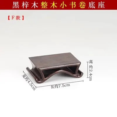 Redwood Crafts Decoration Base, Solid Wood Rare Stone, Wooden Seat Seal, Jade Buddha Statue, Small Book Scroll
