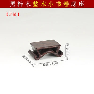 Redwood Crafts Decoration Base, Solid Wood Rare Stone, Wooden Seat Seal, Jade Buddha Statue, Small Book Scroll