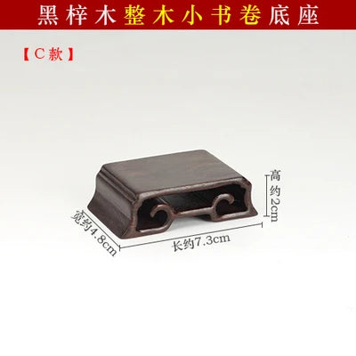 Redwood Crafts Decoration Base, Solid Wood Rare Stone, Wooden Seat Seal, Jade Buddha Statue, Small Book Scroll