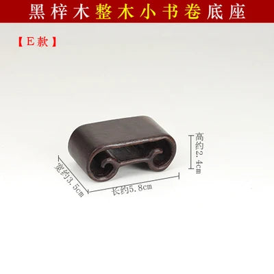 Redwood Crafts Decoration Base, Solid Wood Rare Stone, Wooden Seat Seal, Jade Buddha Statue, Small Book Scroll