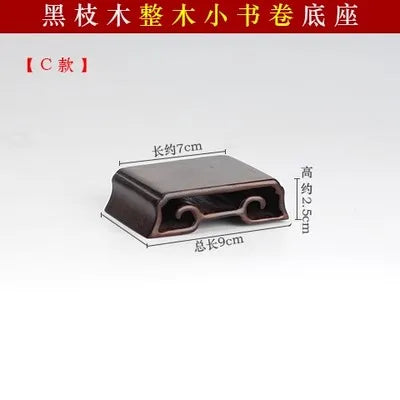Redwood Crafts Decoration Base, Solid Wood Rare Stone, Wooden Seat Seal, Jade Buddha Statue, Small Book Scroll