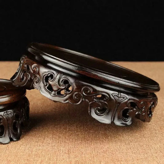 Redwood black branch wood round base solid wood bonsai ornaments log base strange stone jade purple sand teapot base