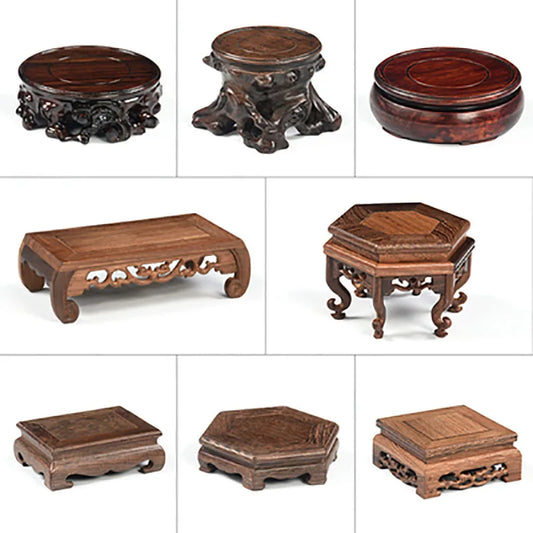 Redwood carved tea set frame, teapot frame, solid wood pot pad, decoration base, wooden tray, tea ceremony accessories