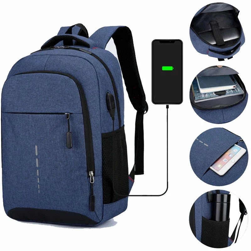 Reflective Men's 15.6 Inch Laptop Backpack USB Waterproof Notebook School Travel Bag Schoolbags Pack For Male Women Female