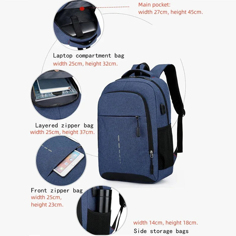 Reflective Men's 15.6 Inch Laptop Backpack USB Waterproof Notebook School Travel Bag Schoolbags Pack For Male Women Female
