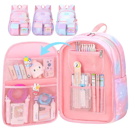 Refrigerator Style School Bag Rainbow Gradient Waterproof Backpack for Primary School Students Lightweight Backpack for Girls