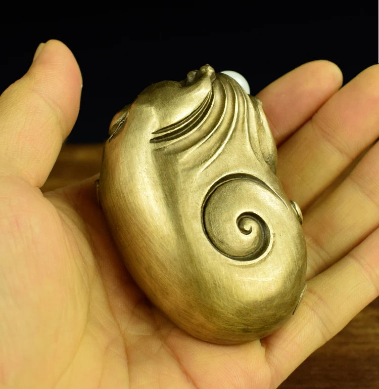 Regulating spirit GOOD LUCK mascot Success BRASS dragon PI XIU hand pieces Talisman bless safe bring Fortune money Good luck