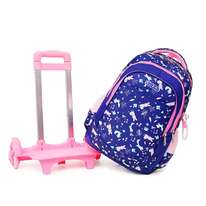Removable 2/6 Wheels Kids boys girls Trolley Schoolbag Luggage Book Bag Backpack Children School Bags travel luggage sac mochila