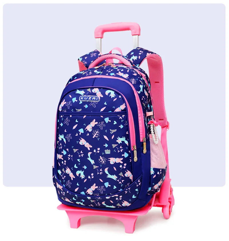 Removable 2/6 Wheels Kids boys girls Trolley Schoolbag Luggage Book Bag Backpack Children School Bags travel luggage sac mochila