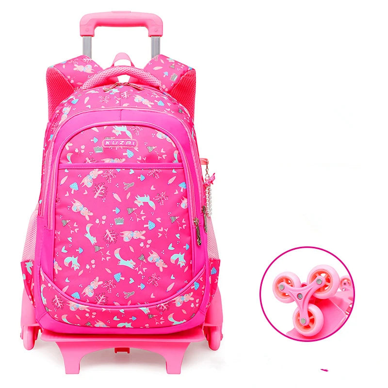 Removable 2/6 Wheels Kids boys girls Trolley Schoolbag Luggage Book Bag Backpack Children School Bags travel luggage sac mochila
