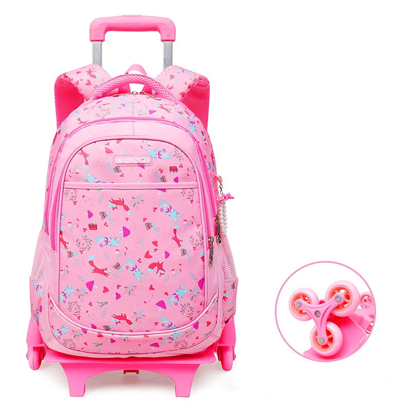 Removable 2/6 Wheels Kids boys girls Trolley Schoolbag Luggage Book Bag Backpack Children School Bags travel luggage sac mochila