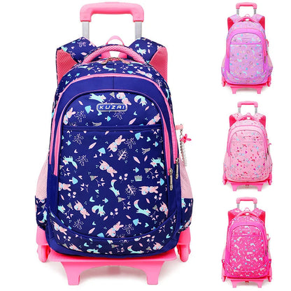 Removable 2/6 Wheels Kids boys girls Trolley Schoolbag Luggage Book Bag Backpack Children School Bags travel luggage sac mochila