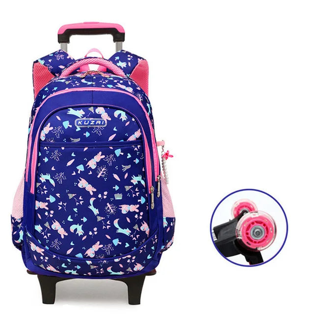 Removable 2/6 Wheels Kids boys girls Trolley Schoolbag Luggage Book Bag Backpack Children School Bags travel luggage sac mochila