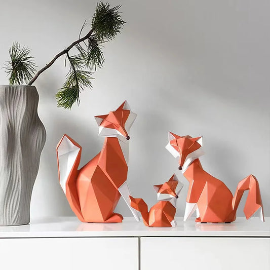 Resin Abstract Animal Fox Decoration Statue Geometric Art Sculpture European style Home Living Room, Room, Office Accessories