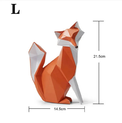Resin Abstract Animal Fox Decoration Statue Geometric Art Sculpture European style Home Living Room, Room, Office Accessories