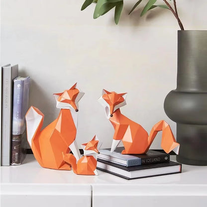 Resin Abstract Animal Fox Decoration Statue Geometric Art Sculpture European style Home Living Room, Room, Office Accessories