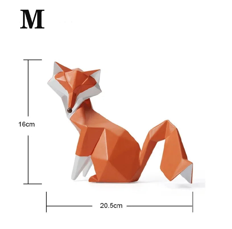 Resin Abstract Animal Fox Decoration Statue Geometric Art Sculpture European style Home Living Room, Room, Office Accessories