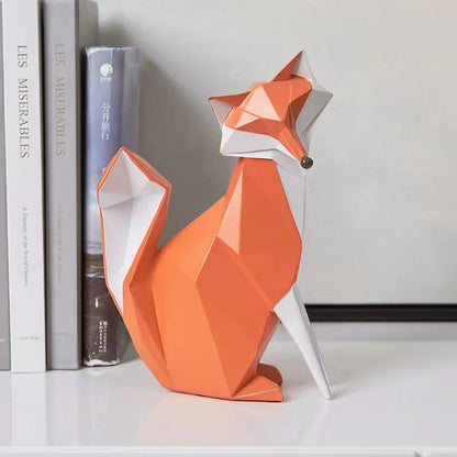 Resin Abstract Animal Fox Decoration Statue Geometric Art Sculpture European style Home Living Room, Room, Office Accessories