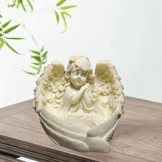 Resin Angel Maiden Character Decoration Statue Hand-Carved Luxury Home Room Office Desktop Romantic Candlestick Decor Statue