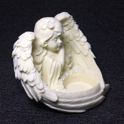 Resin Angel Maiden Character Decoration Statue Hand-Carved Luxury Home Room Office Desktop Romantic Candlestick Decor Statue