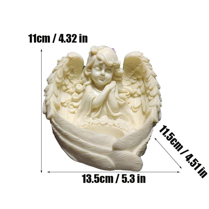 Resin Angel Maiden Character Decoration Statue Hand-Carved Luxury Home Room Office Desktop Romantic Candlestick Decor Statue