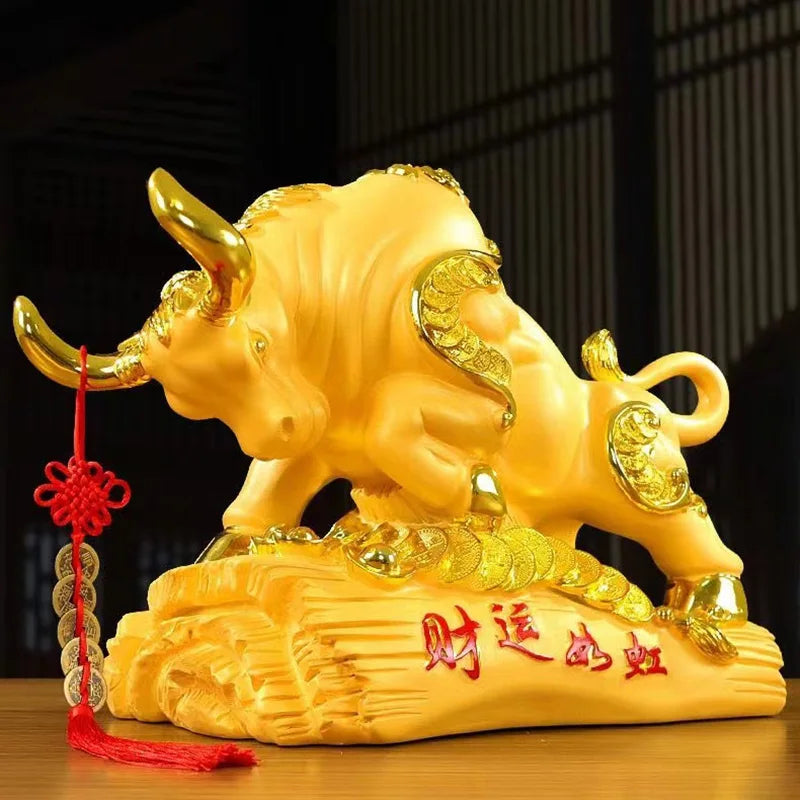 Resin Animal Bull Statue Art Sculpture Fortune Cattle  High Quality Home Living Room Office Decorative Crafts Free Delivery