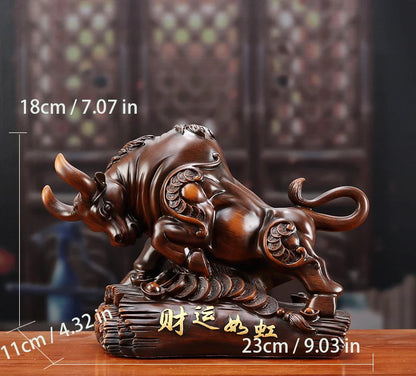 Resin Animal Bull Statue Art Sculpture Fortune Cattle  High Quality Home Living Room Office Decorative Crafts Free Delivery