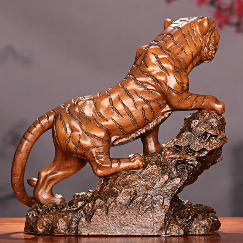 Resin Animal Sculpture, Tiger Statue, Art Ornaments, Modern Home Decoration, Office Accessories, Gift