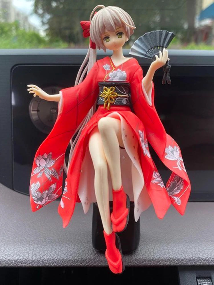 Resin Anime Beauty Girl Car Ornament Micro Landscape Bonsai Decoration Desktop Creative Trinket Home Accessories Figurines