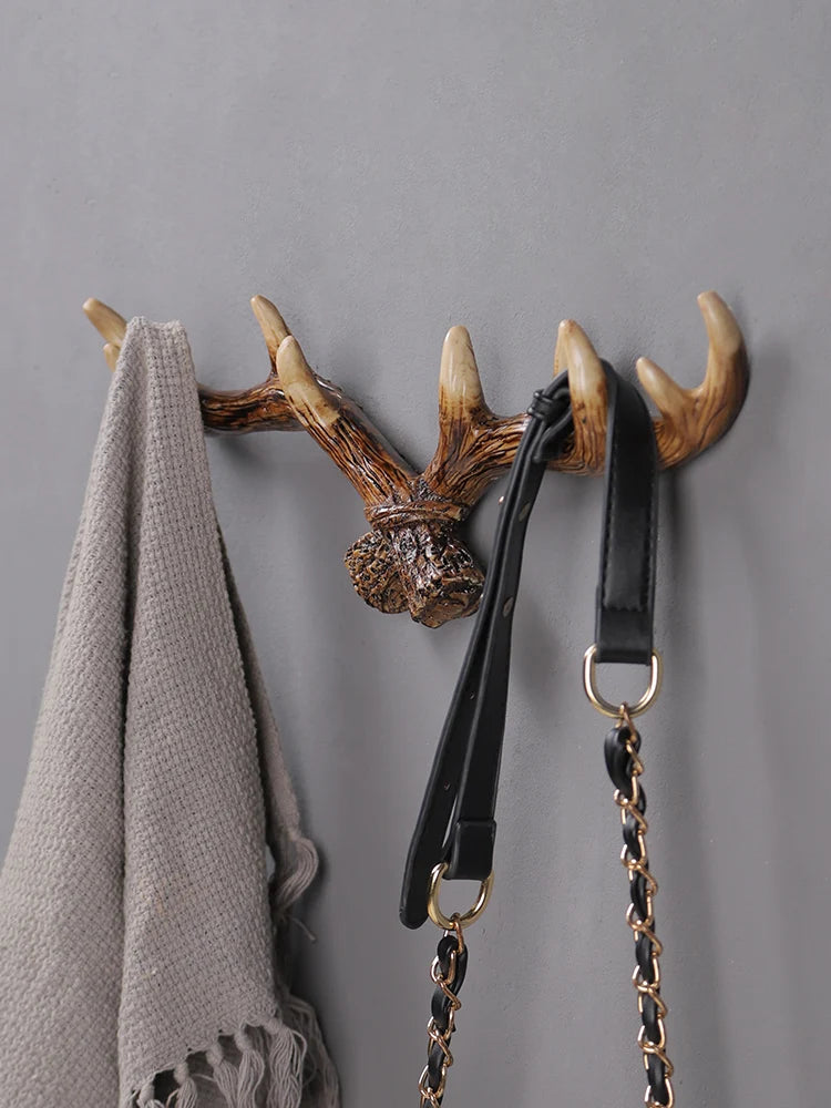 Resin Antler Decorative Wall Hanging, Coat and Hat Hook, Creative Clothing Store, Entrance Wall Decoration, Key Hook