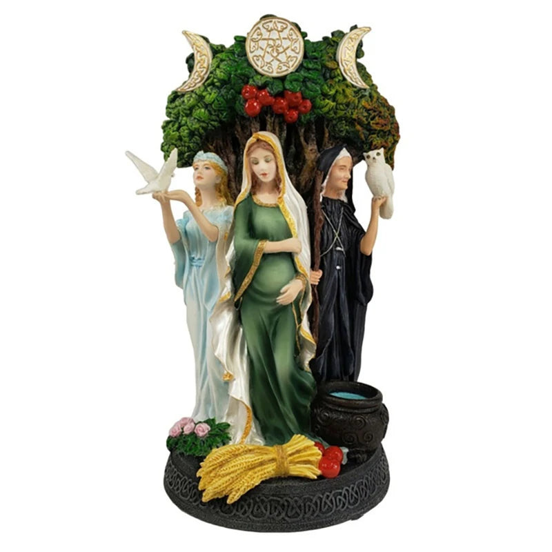 Resin Art Greek Goddess Statue Figurine Ancient Greek Religious Hecate Goddess Sculpture Home Decor Ornament Miniatures Craft