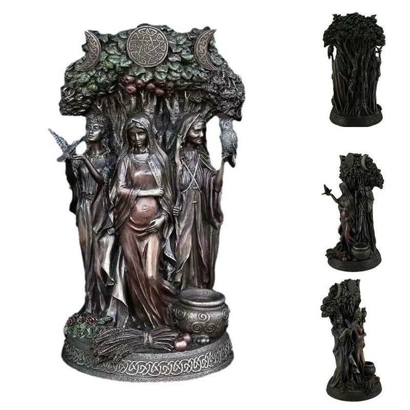 Resin Art Greek Goddess Statue Figurine Ancient Greek Religious Hecate Goddess Sculpture Home Decor Ornament Miniatures Craft