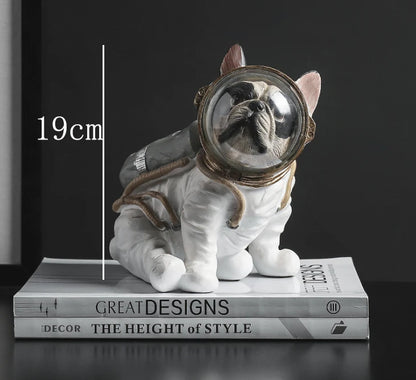 Resin Astronaut Dog Statue Figurine Animals Spaceman Bulldog Art Sculpture Model Art Craft Home Decoration Accessories