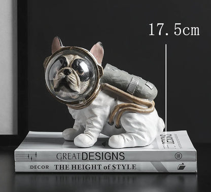 Resin Astronaut Dog Statue Figurine Animals Spaceman Bulldog Art Sculpture Model Art Craft Home Decoration Accessories
