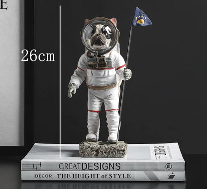 Resin Astronaut Dog Statue Figurine Animals Spaceman Bulldog Art Sculpture Model Art Craft Home Decoration Accessories