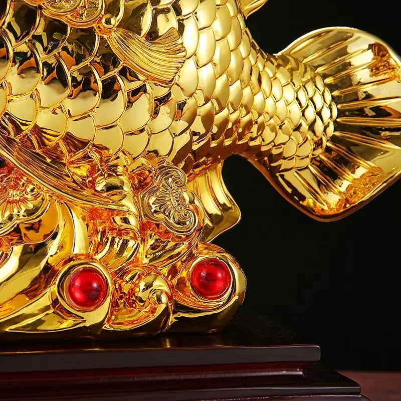 Resin Attract wealth Golden Dragon Fish statue Chinese  mascot Animal sculpture Home living room decoration Gift statue