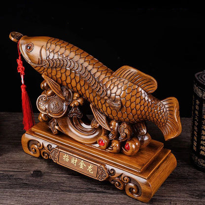 Resin Attract wealth Golden Dragon Fish statue Chinese  mascot Animal sculpture Home living room decoration Gift statue