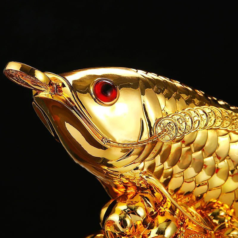 Resin Attract wealth Golden Dragon Fish statue Chinese  mascot Animal sculpture Home living room decoration Gift statue