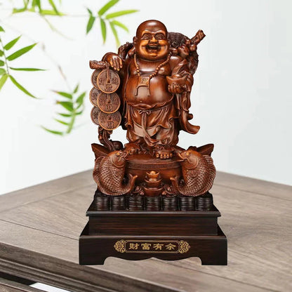 Resin Big Belly Laughing Buddha Characters Statue  Bless Prosperity And Wealth Ornament Figurines Home Office Feng Shui Statue