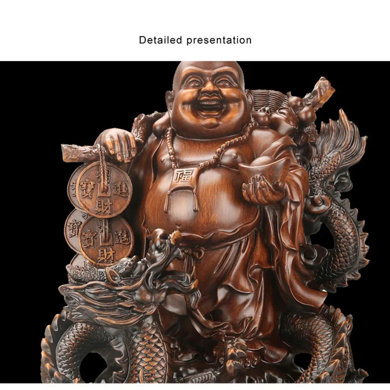 Resin Big Belly Laughing Buddha Characters Statue  Bless Prosperity And Wealth Ornament Figurines Home Office Feng Shui Statue