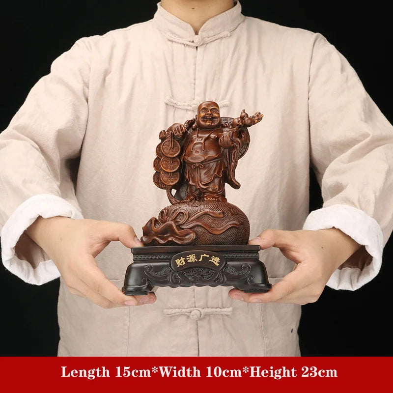 Resin Big Belly Laughing Buddha Characters Statue  Bless Prosperity And Wealth Ornament Figurines Home Office Feng Shui Statue