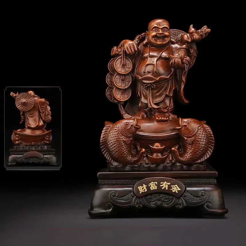 Resin Big Belly Laughing Buddha Characters Statue  Bless Prosperity And Wealth Ornament Figurines Home Office Feng Shui Statue