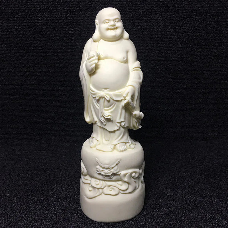 Resin Big Belly Maitreya Buddha Figure Sculpture statue， Chinese Buddha Statues Home Room, Office Feng Shui Statue 10.21 in