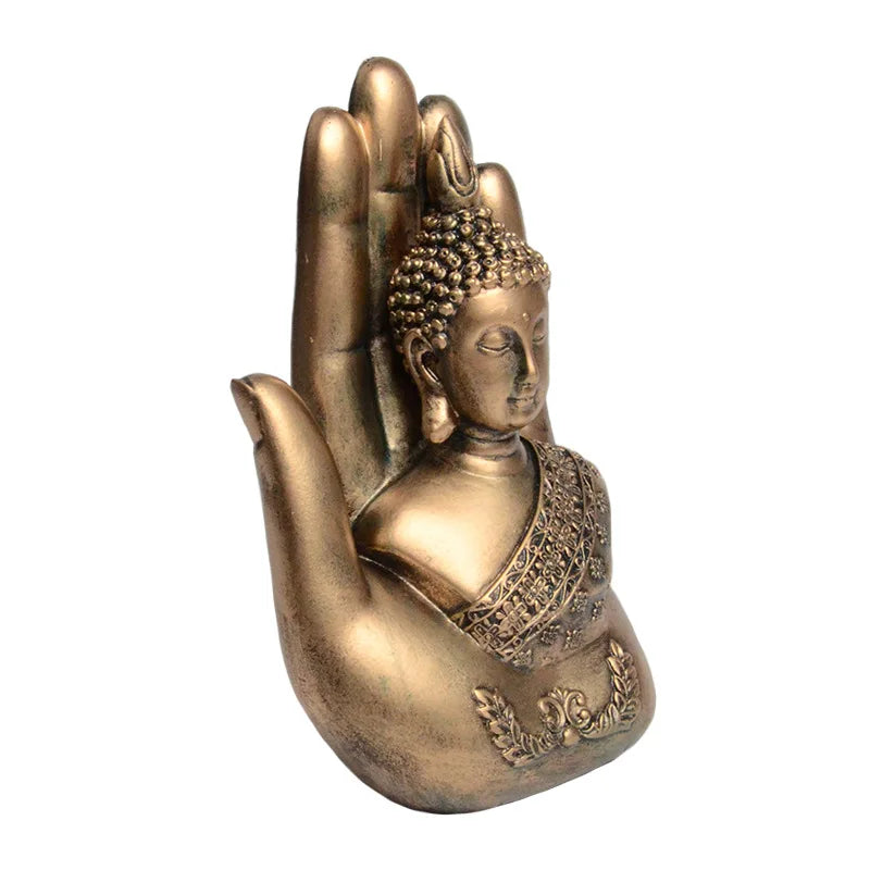 Resin Buddha Small Ornaments Chinese Style Palm Buddha Desk Decoration Zen Decoration Ceremony Home Decor