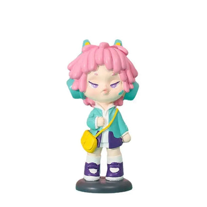 Resin Cartoon Cool Girl Car Ornament Micro Landscape Bonsai Decoration Desktop Creative Trinket Home Accessories Figurines