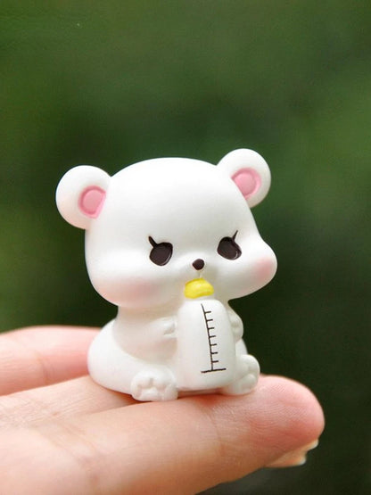 Resin Cartoon Creative Bear Car Ornament Micro Landscape Bonsai Decoration Desktop Creative Trinket Home Accessories Figurines