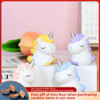Resin Cartoon CreativeUnicorn Car Ornament Micro Landscape Bonsai Decoration Desktop Creative Trinket Home Accessories Figurines