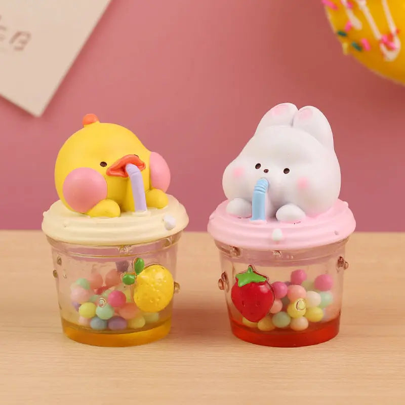 Resin Cartoon Cute Animal Car Ornament Micro Landscape Bonsai Decoration Desktop Creative Trinket Home Accessories Figurines