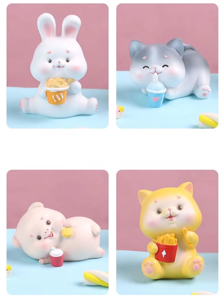 Resin Cartoon Cute Animal Car Ornament Micro Landscape Bonsai Decoration Desktop Creative Trinket Home Accessories Figurines